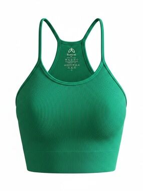 sunzel ribbed cami crop tank top racer back athletic gym workout summer wear med